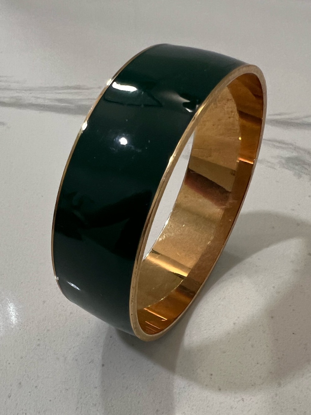 J Crew - Gold-Tone and Dark Green Enamel Bangle Bracelet